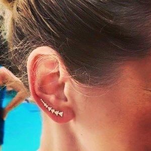 Stella and dot gold pave ear climbers